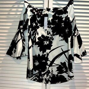 NWT White House Black Market black/white off‎ shoulder top women’s size S